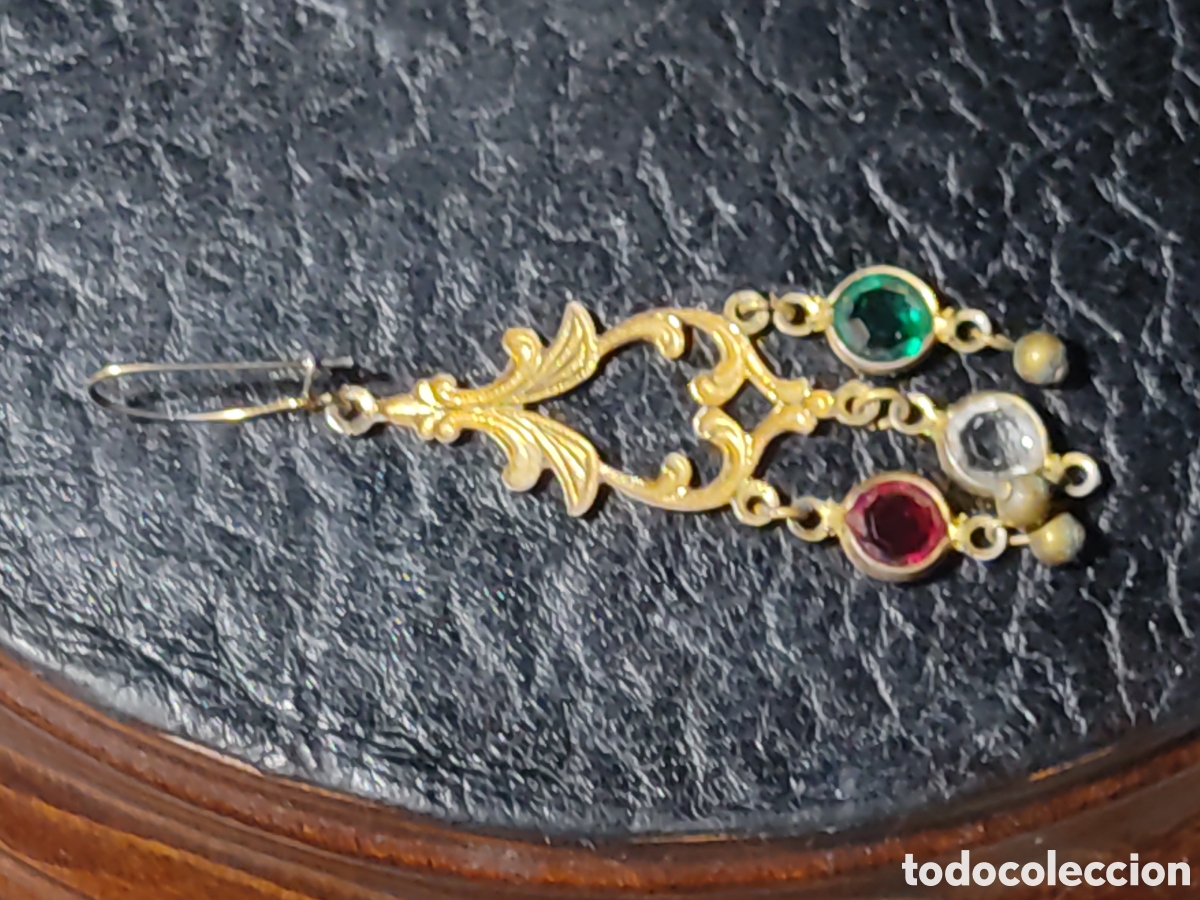 Joyeria: Antiguos pendientes largos isabelinos. - Foto 4