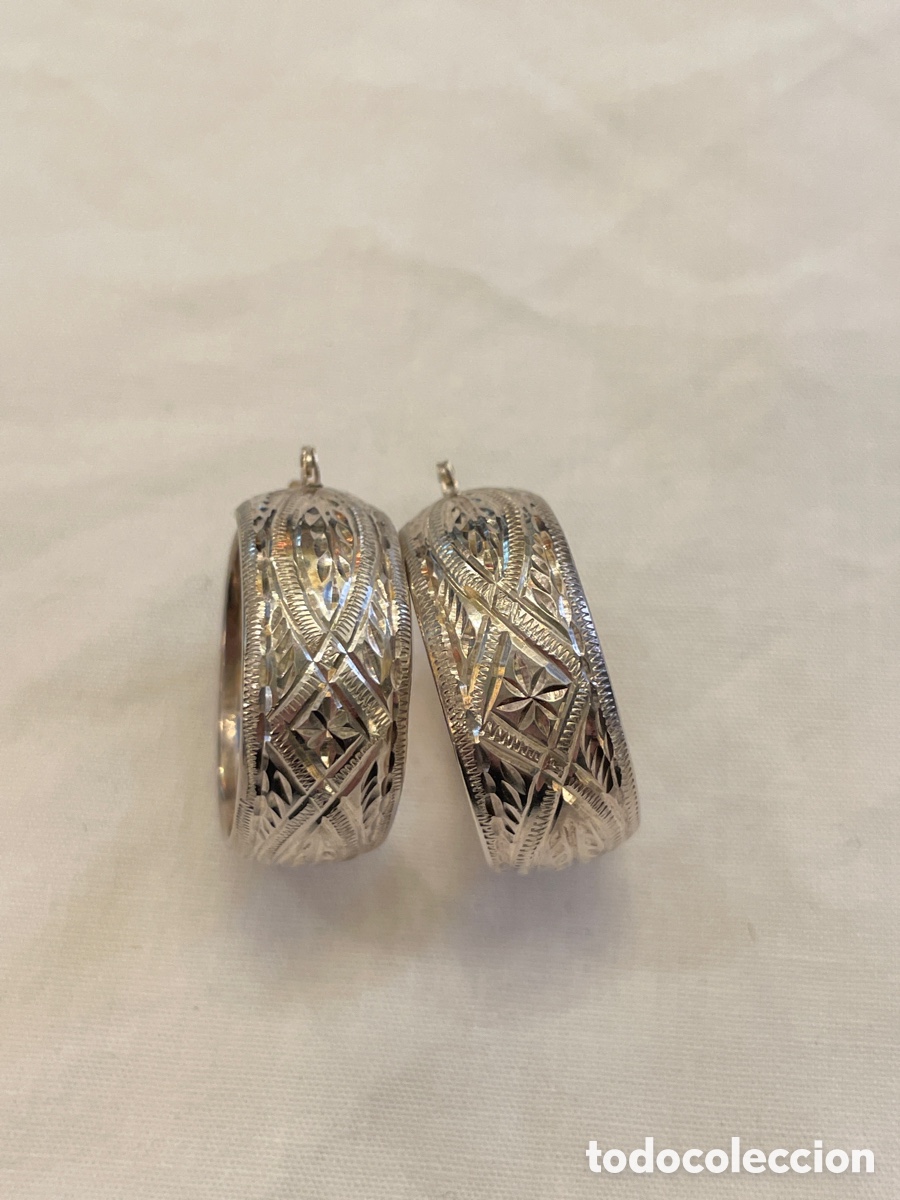 Joyeria: Pendientes de plata tallados a mano - Foto 1