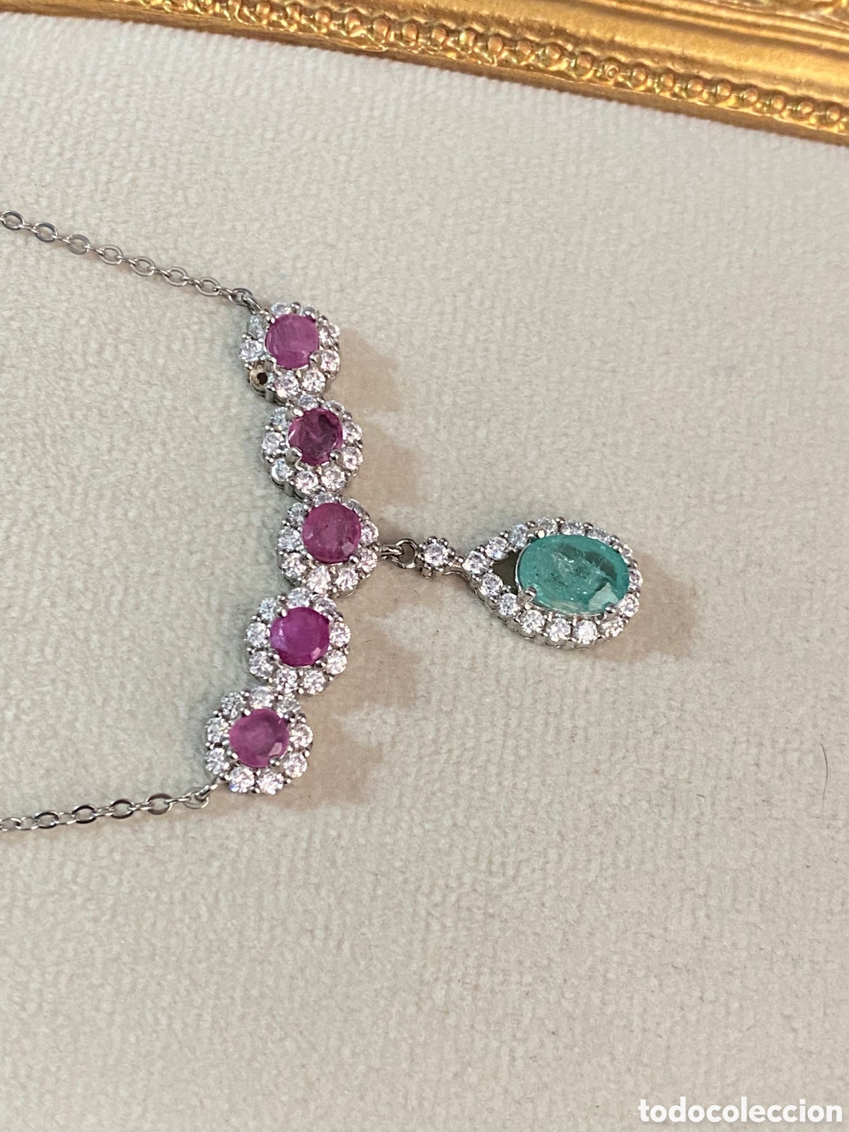 Joyeria: Collar de plata con Esmeralda y Rub&iacute; - Foto 2