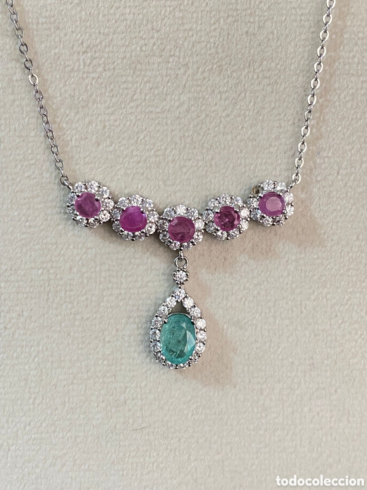 Joyeria: Collar de plata con Esmeralda y Rub&iacute; - Foto 3