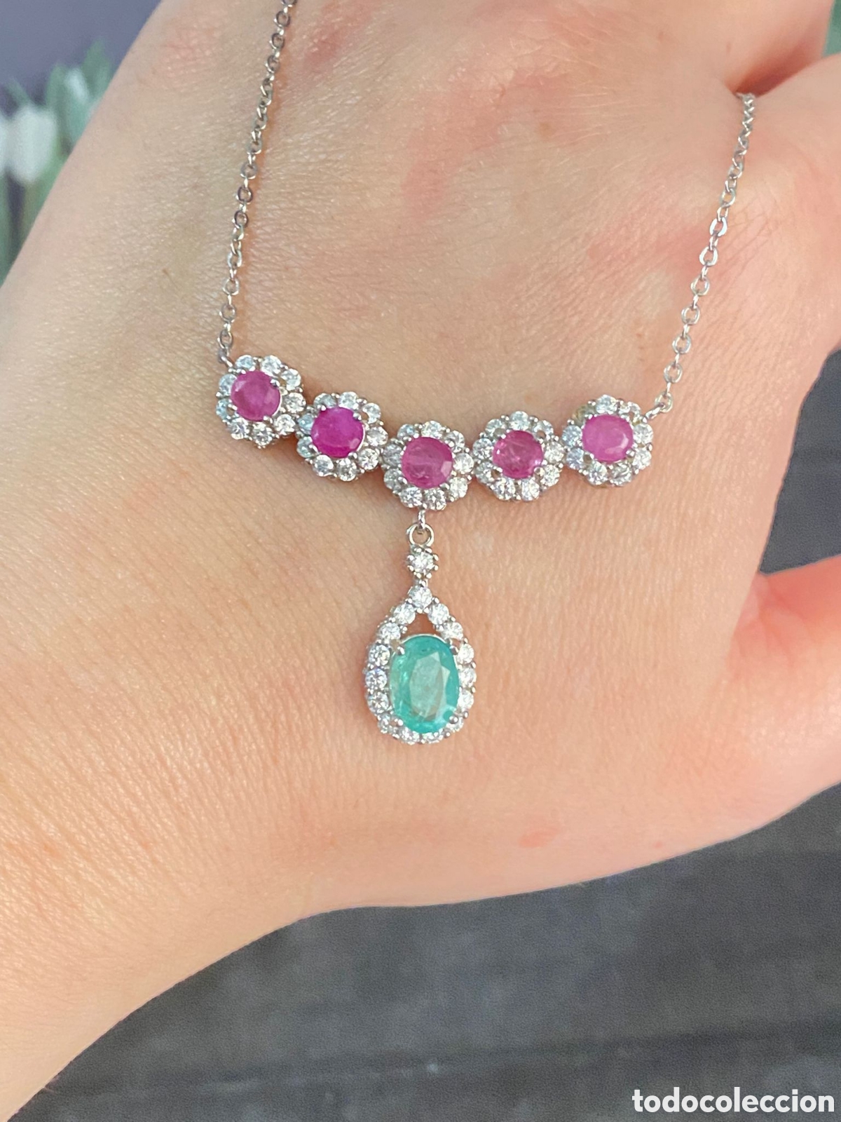 Joyeria: Collar de plata con Esmeralda y Rub&iacute; - Foto 4