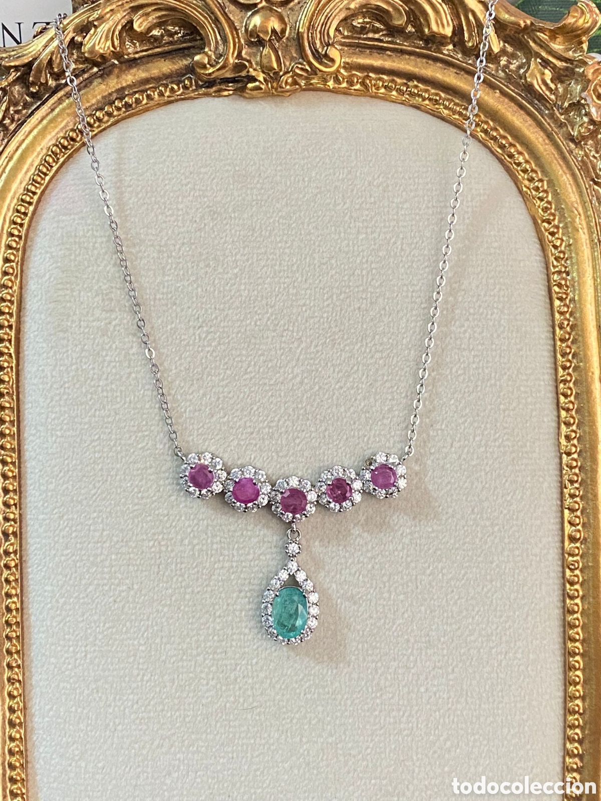 Joyeria: Collar de plata con Esmeralda y Rub&iacute; - Foto 1