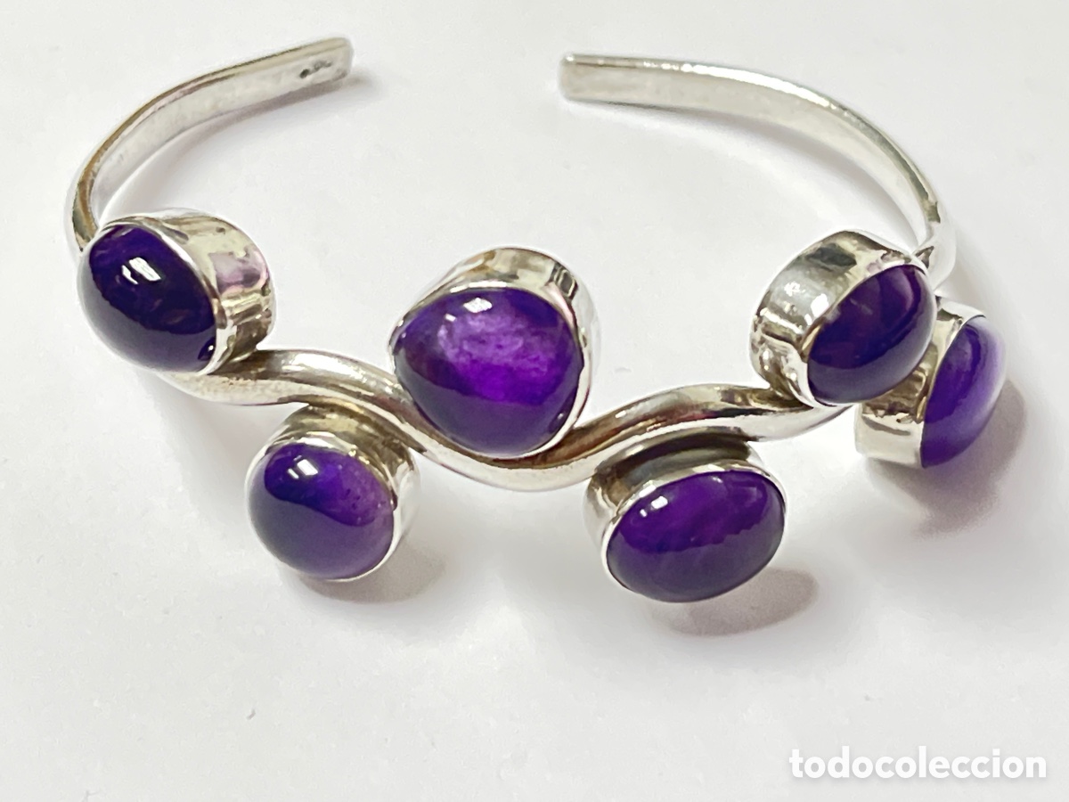 Joyeria: Pulsera de plata y 6 &aacute;gatas violeta /pul347 - Foto 1