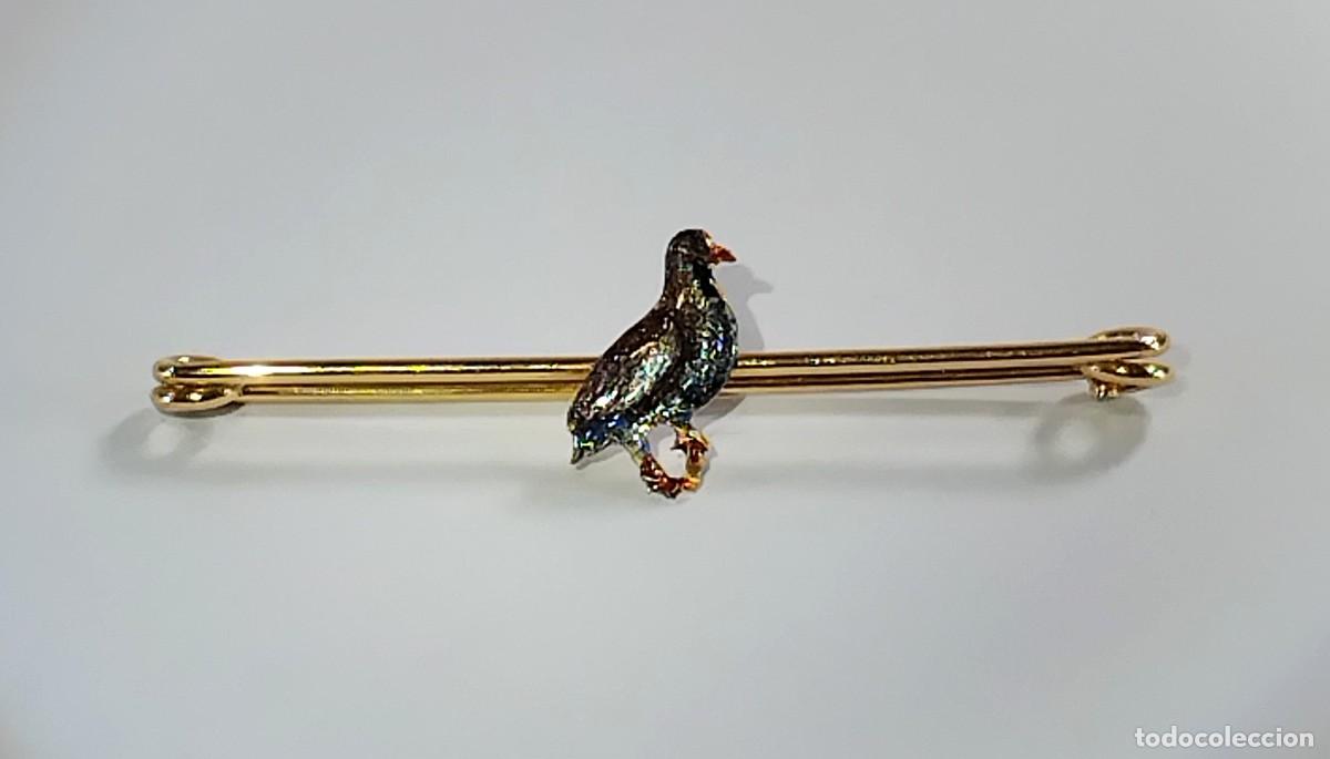 Joyeria: Oro 18 k. Pasador de corbata con perdiz policromada - Foto 4