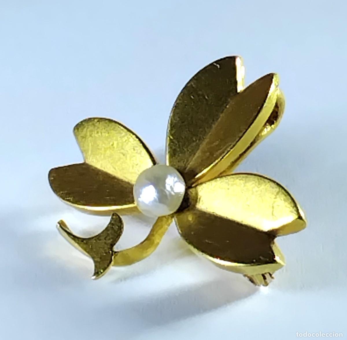 Joyeria: Oro 18 k. Broche en forma de flor con perla - Foto 5