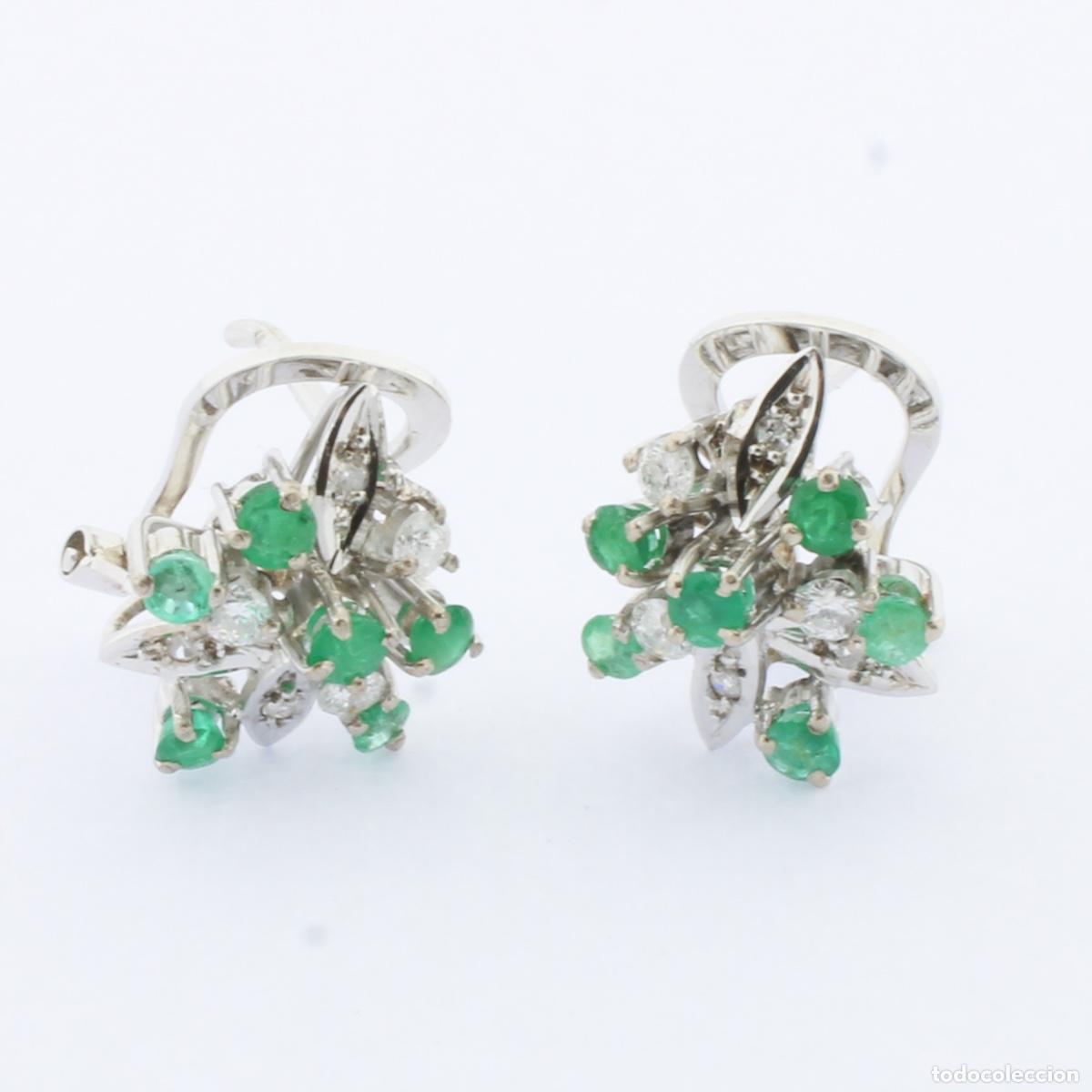Joyeria: pendiente oro con brillantes y esmeralda - Foto 1