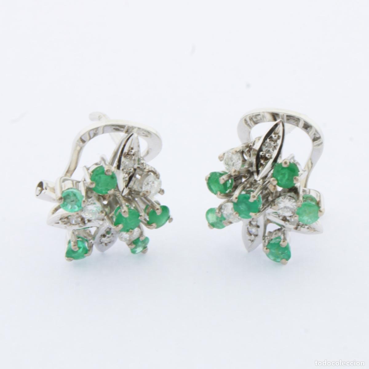 Joyeria: pendiente oro con brillantes y esmeralda - Foto 2
