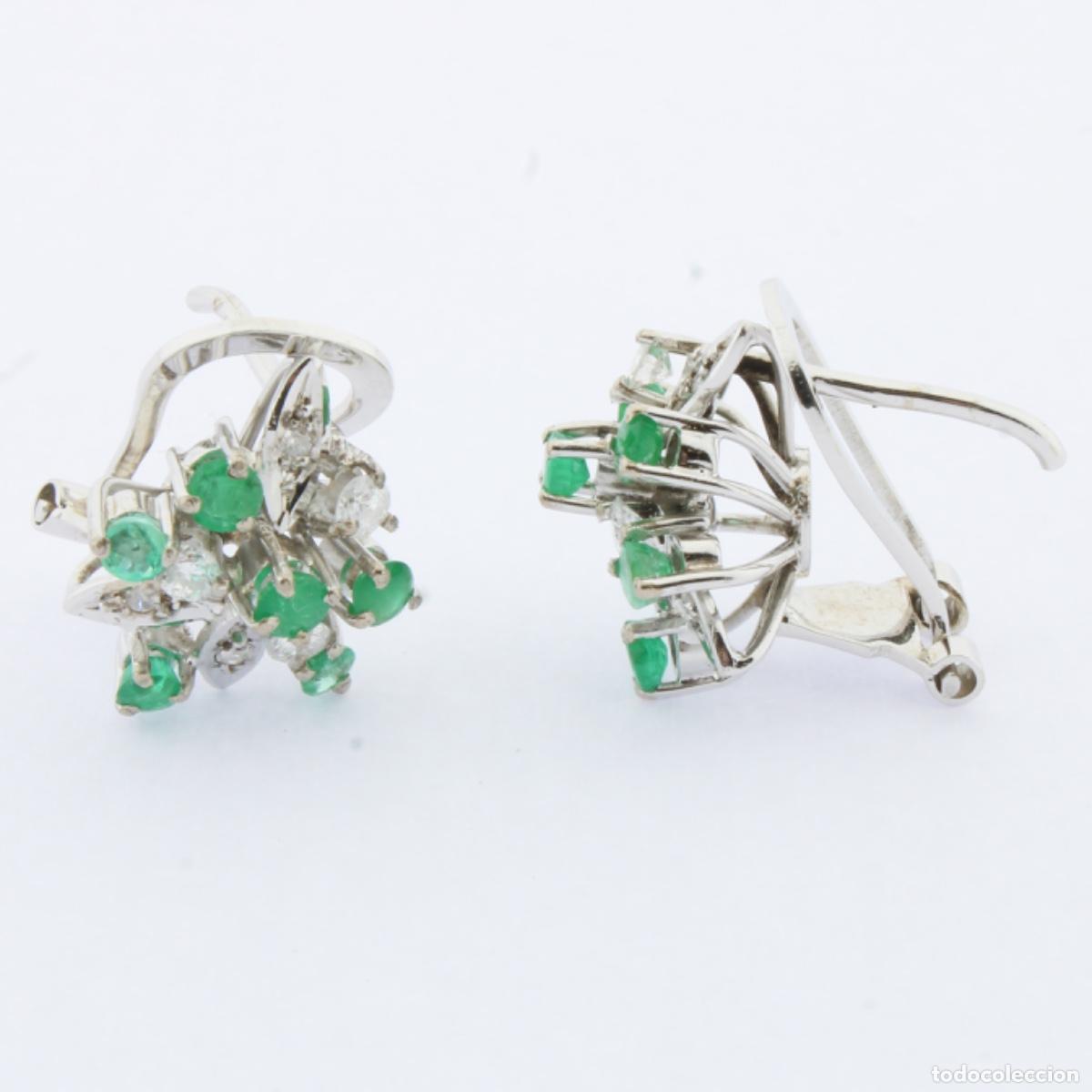 Joyeria: pendiente oro con brillantes y esmeralda - Foto 3