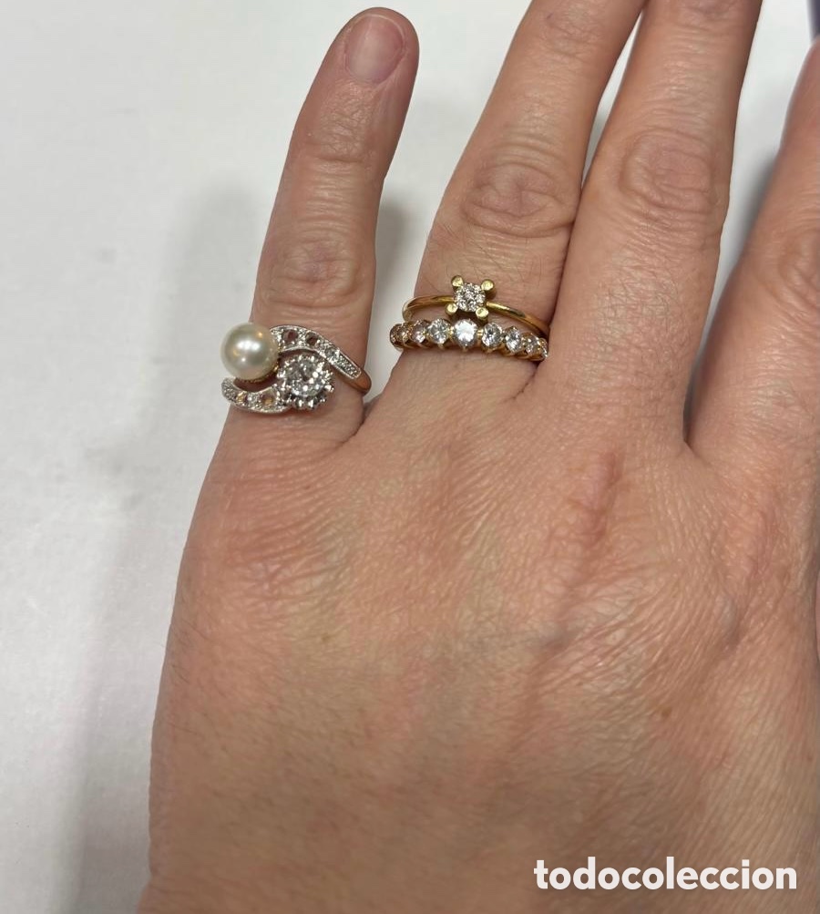 Joyeria: Anillo vintage oro con diamantes y perla - Foto 10