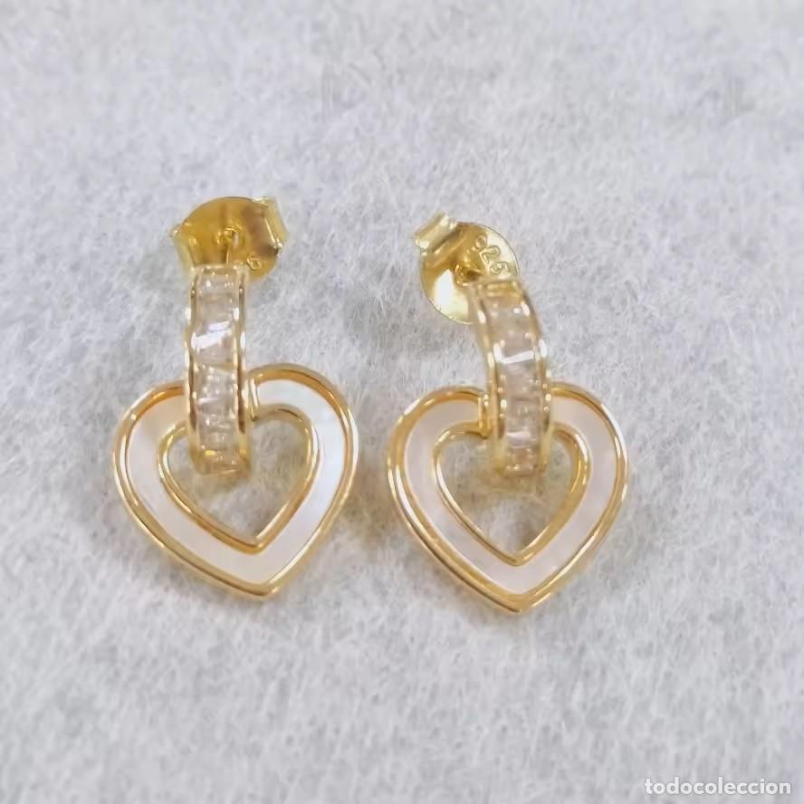 Joyeria: Pendientes Aro Coraz&oacute;n Blanco en Plata 925 con Circonitas - Foto 1