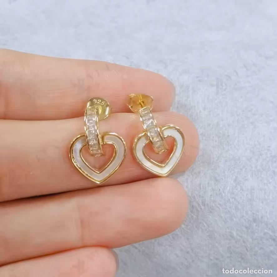 Joyeria: Pendientes Aro Coraz&oacute;n Blanco en Plata 925 con Circonitas - Foto 2