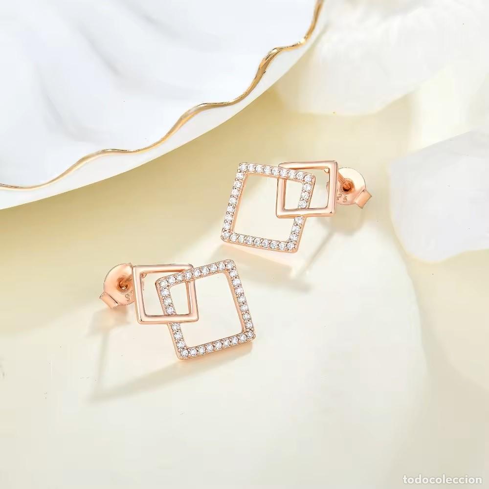 Joyeria: Pendientes Rectangulares en Plata de Ley 925 con Circonitas - Foto 3