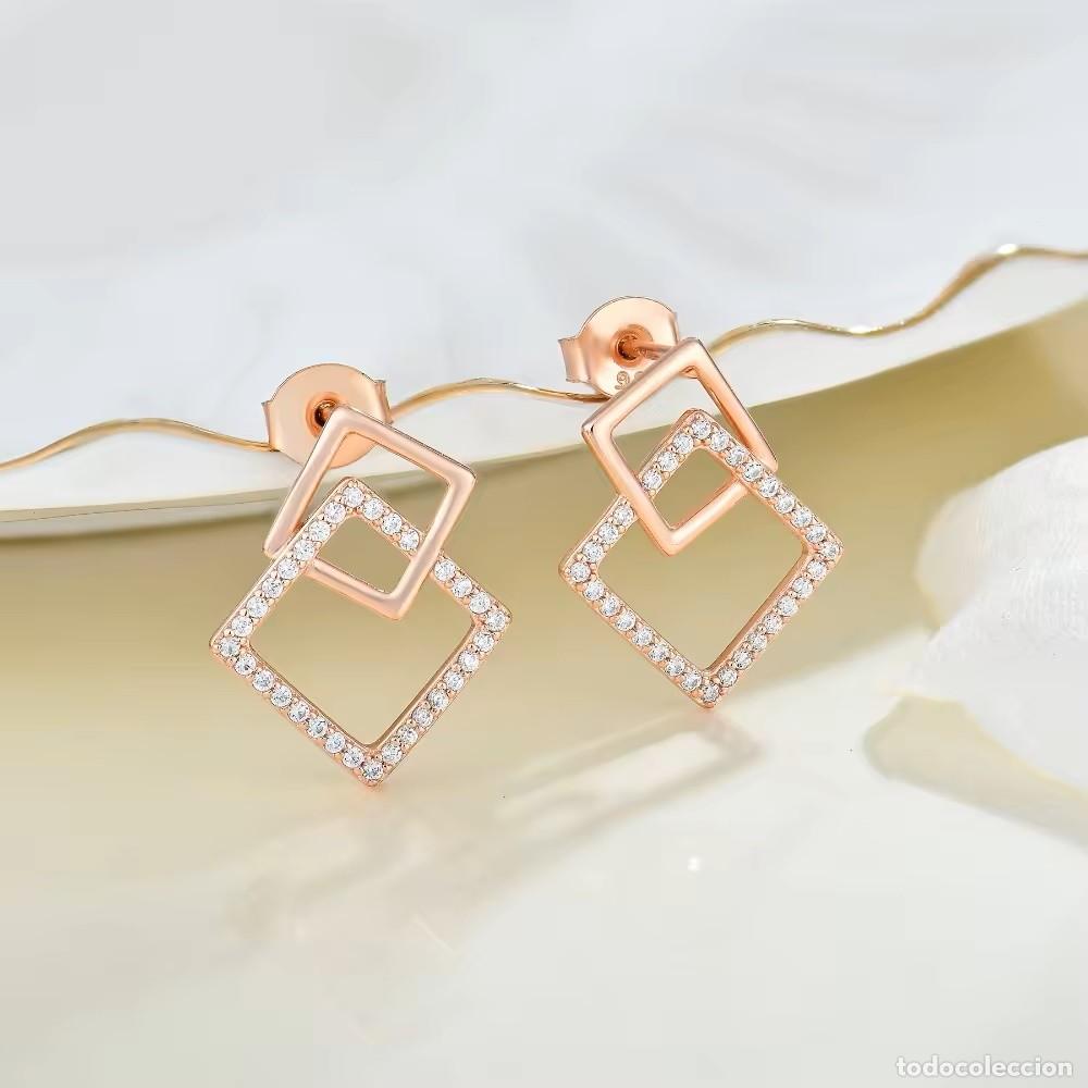 Joyeria: Pendientes Rectangulares en Plata de Ley 925 con Circonitas - Foto 4