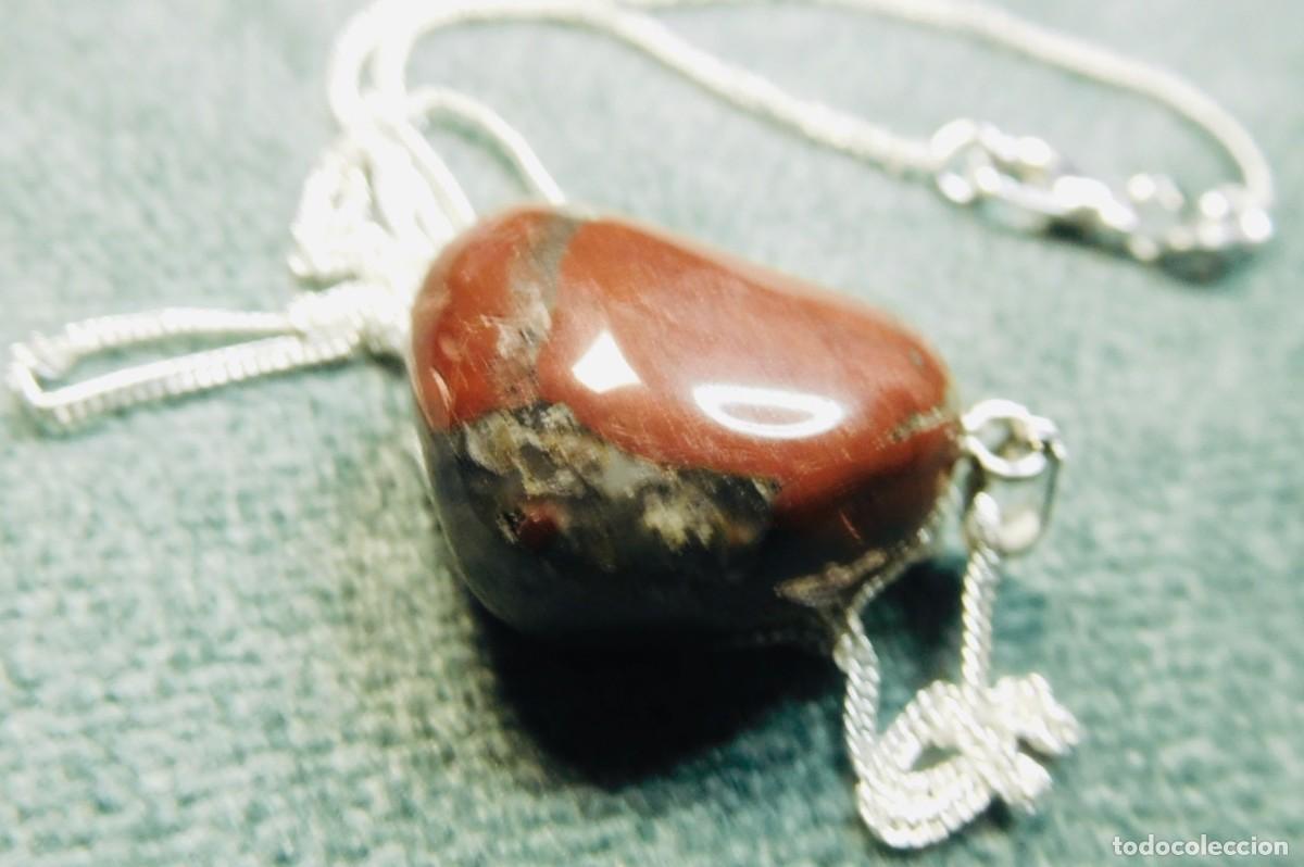 Joyeria: Colgante de jaspe sardo, forma irregular, cadena de plata - Foto 1