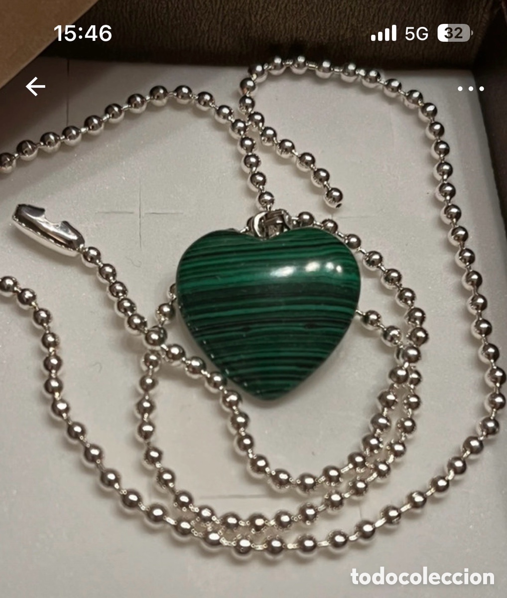 Joyeria: Coraz&oacute;n de malaquita y cadena - Foto 2