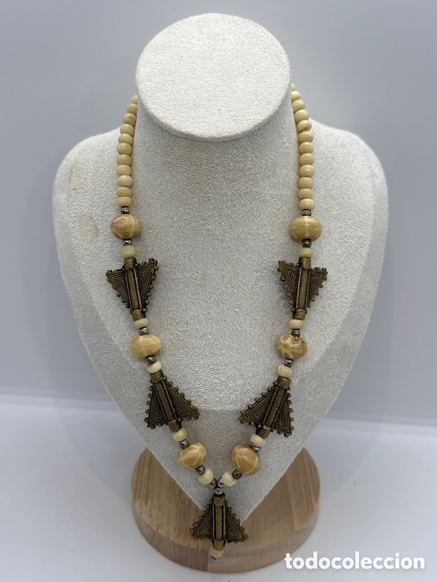Joyeria: Collar antiguo de hueso o marfil - Foto 1