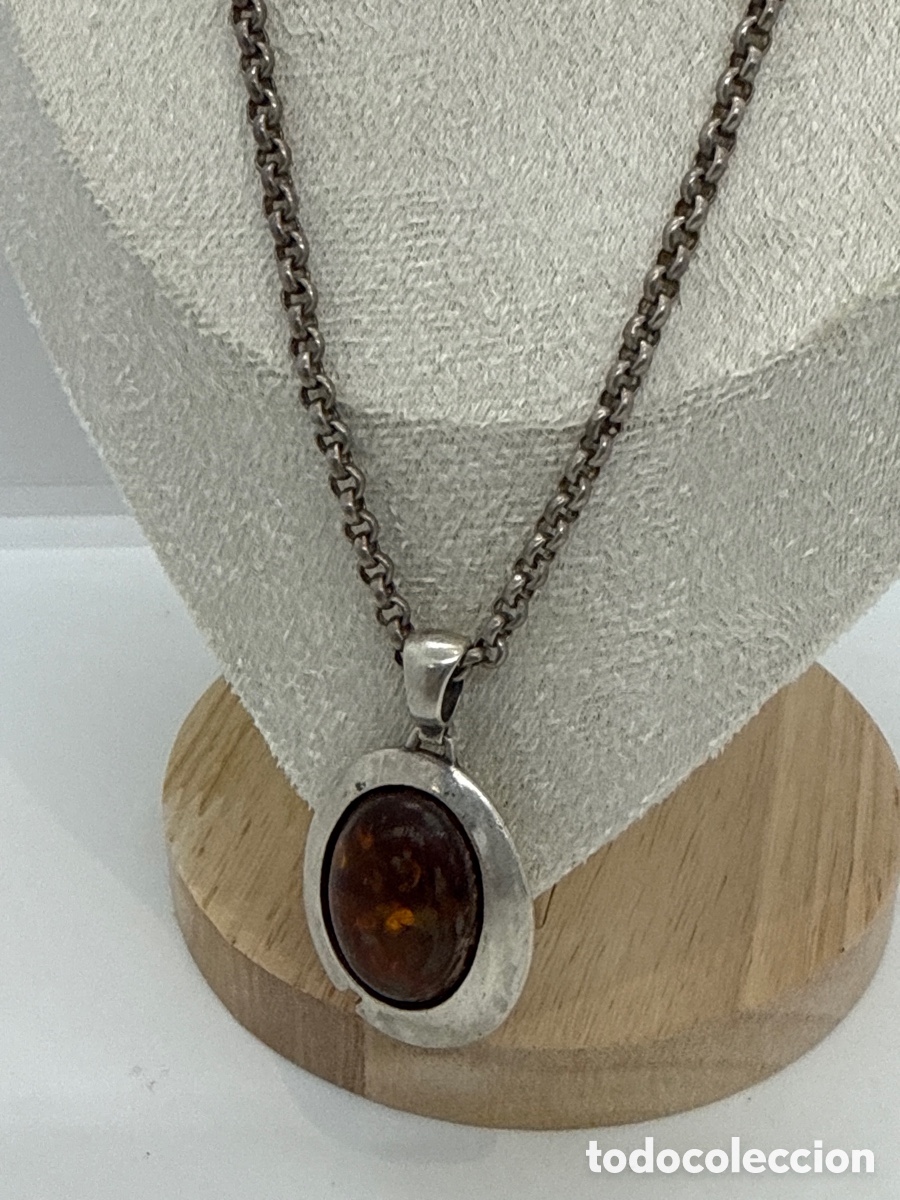 Joyeria: Cadena de plata con un colgante de Ambar - Foto 2