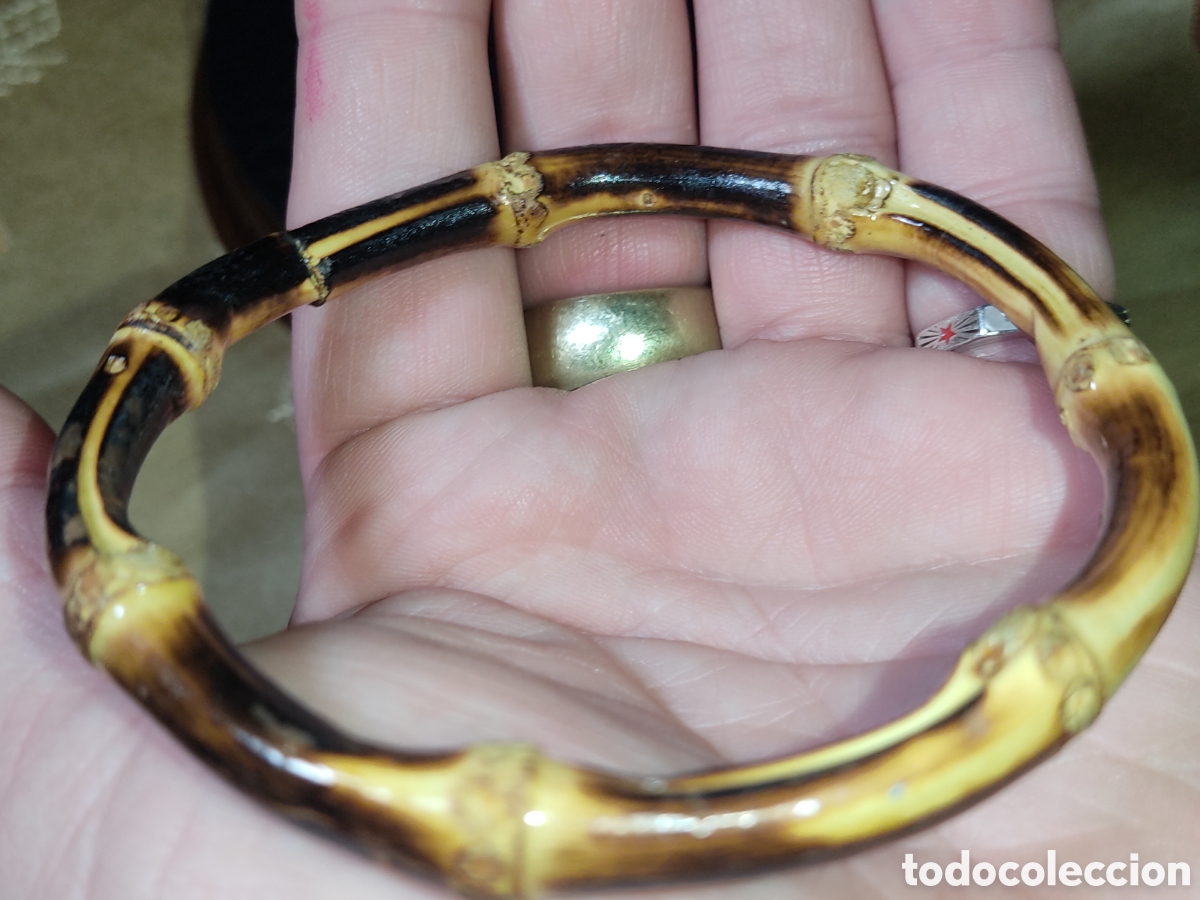Joyeria: Pulsera de ca&ntilde;a de bamb&uacute;.Vintage. - Foto 2