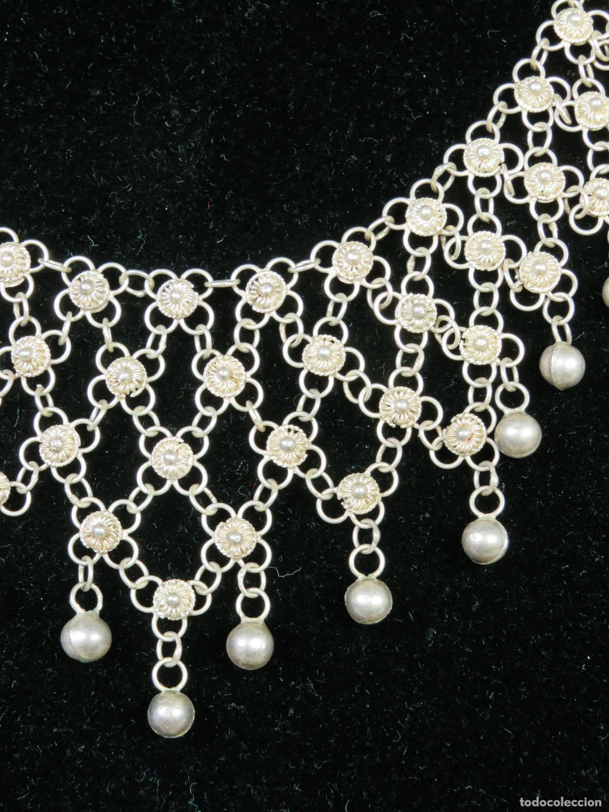 Joyeria: Conjunto collar pendientes plata de ley malla flores - Foto 3