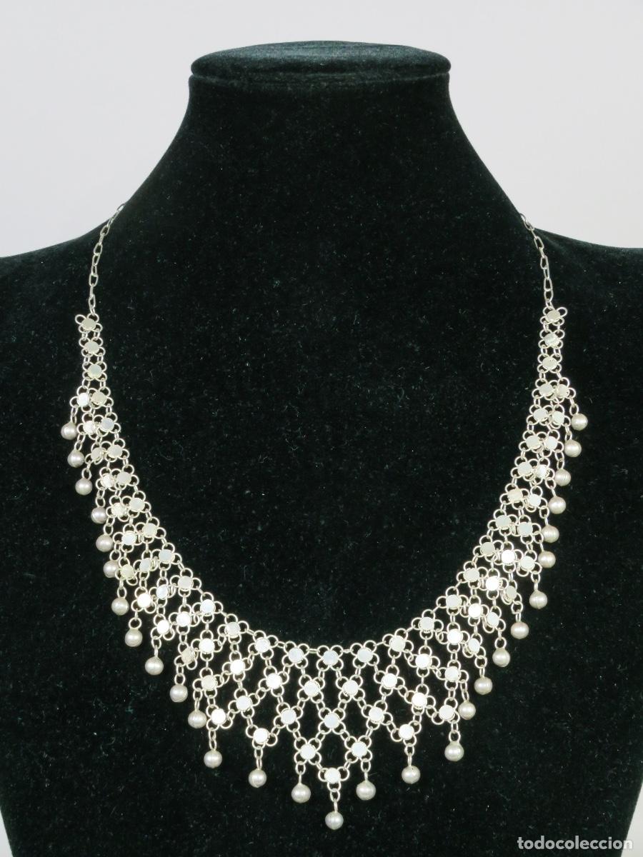 Joyeria: Conjunto collar pendientes plata de ley malla flores - Foto 4