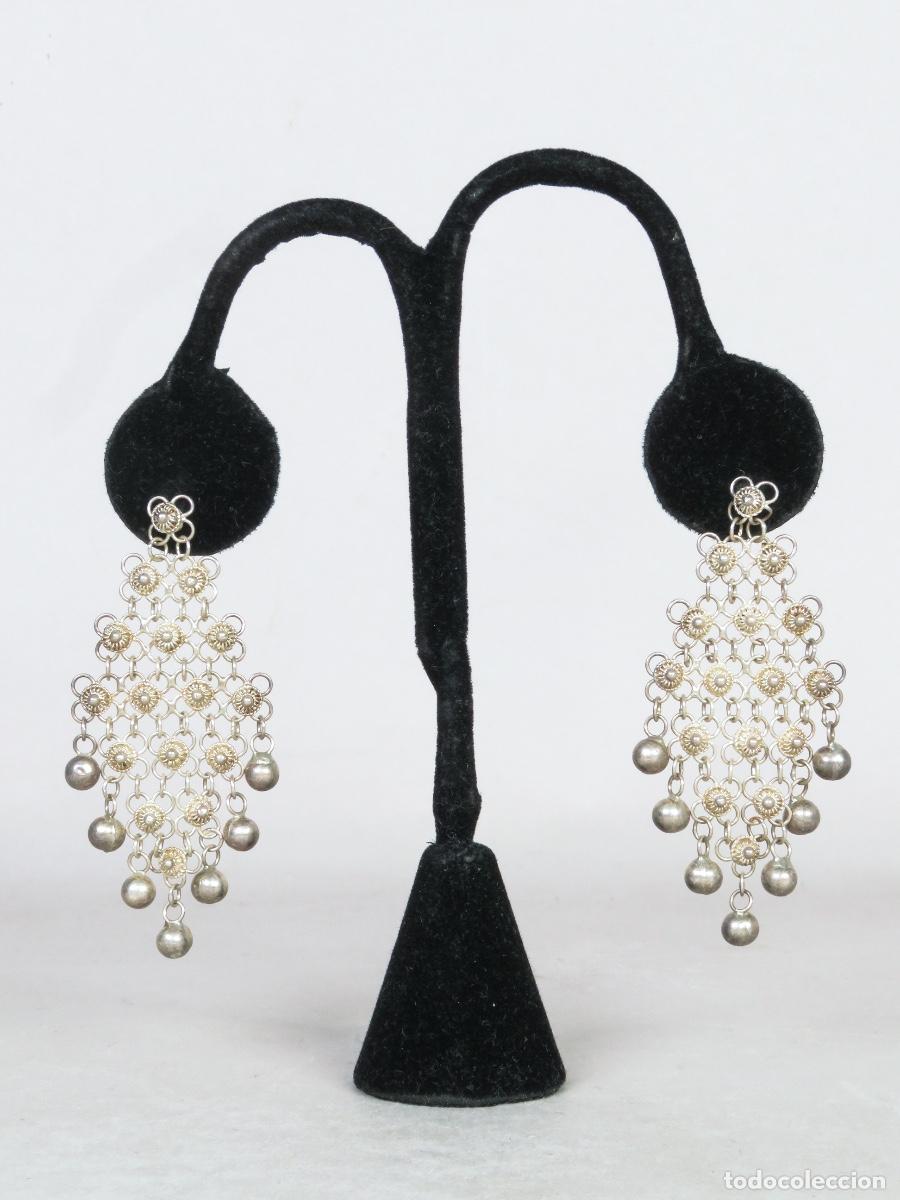 Joyeria: Conjunto collar pendientes plata de ley malla flores - Foto 8