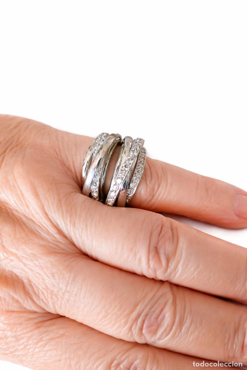 Joyeria: Anillo Multibanda en Acero con Piedras Brillantes - Foto 5