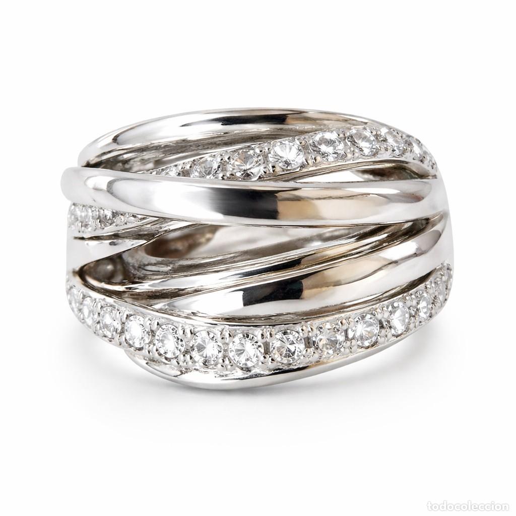 Joyeria: Anillo Multibanda en Acero con Piedras Brillantes - Foto 6