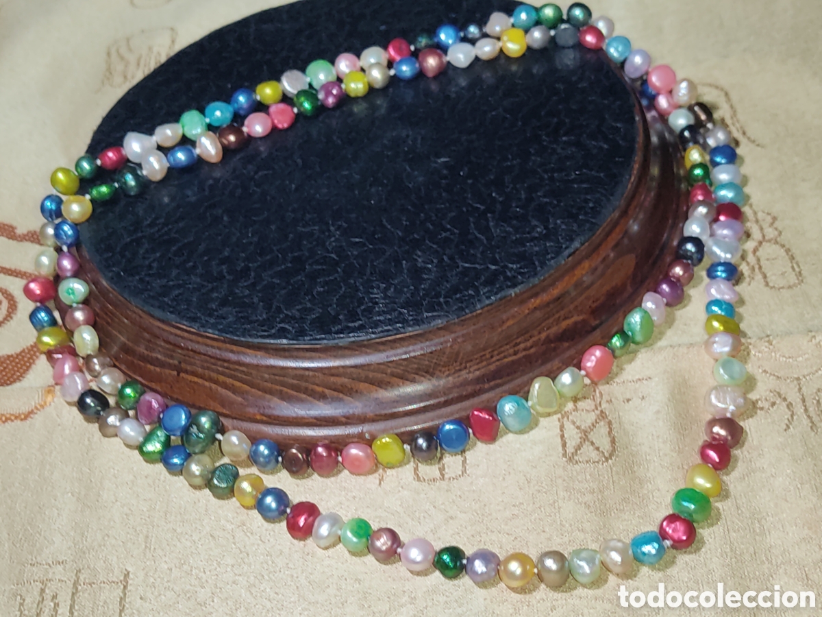 Joyeria: Collar largo de perlas multicolor de agua dulce. - Foto 2