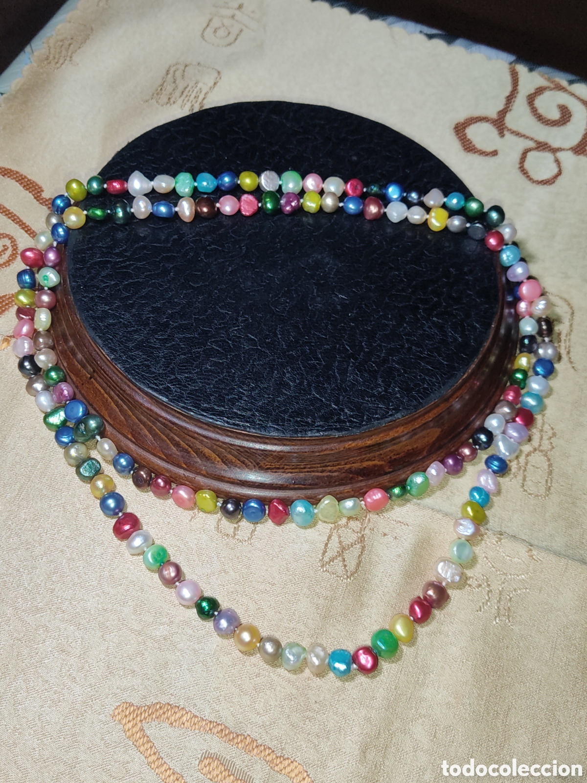 Joyeria: Collar largo de perlas multicolor de agua dulce. - Foto 4