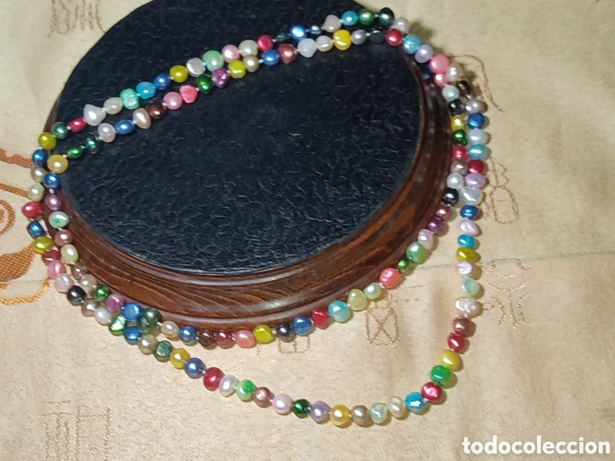 Joyeria: Collar largo de perlas multicolor de agua dulce. - Foto 1