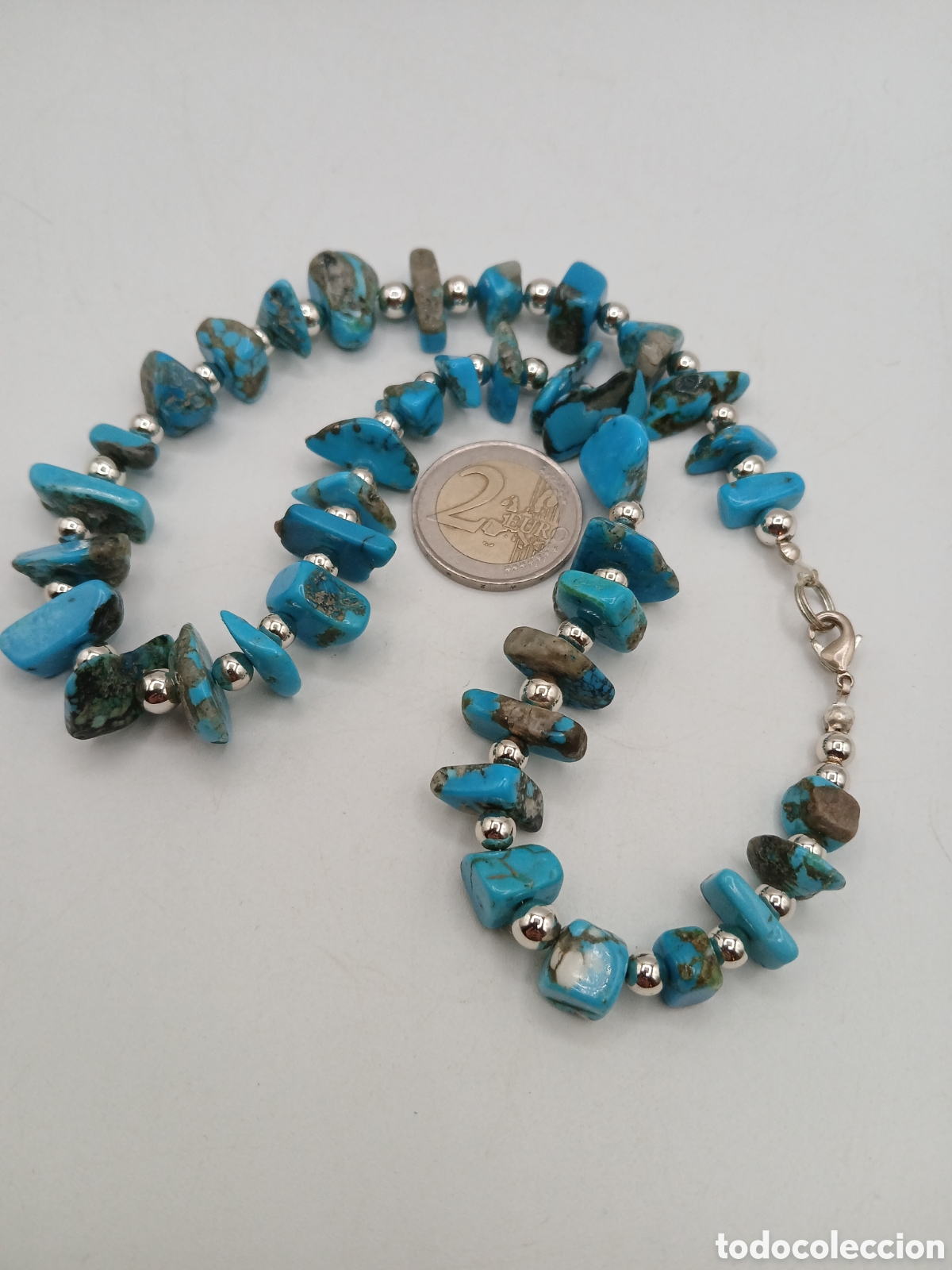 Joyeria: Collar turquesa y metal plateado - Foto 4