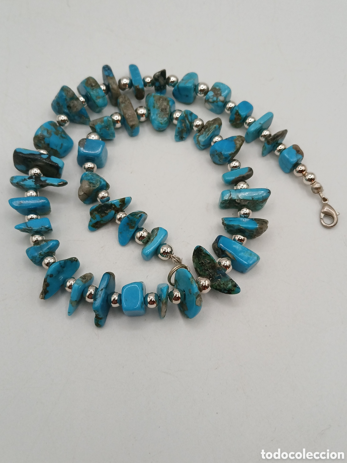 Joyeria: Collar turquesa y metal plateado - Foto 5