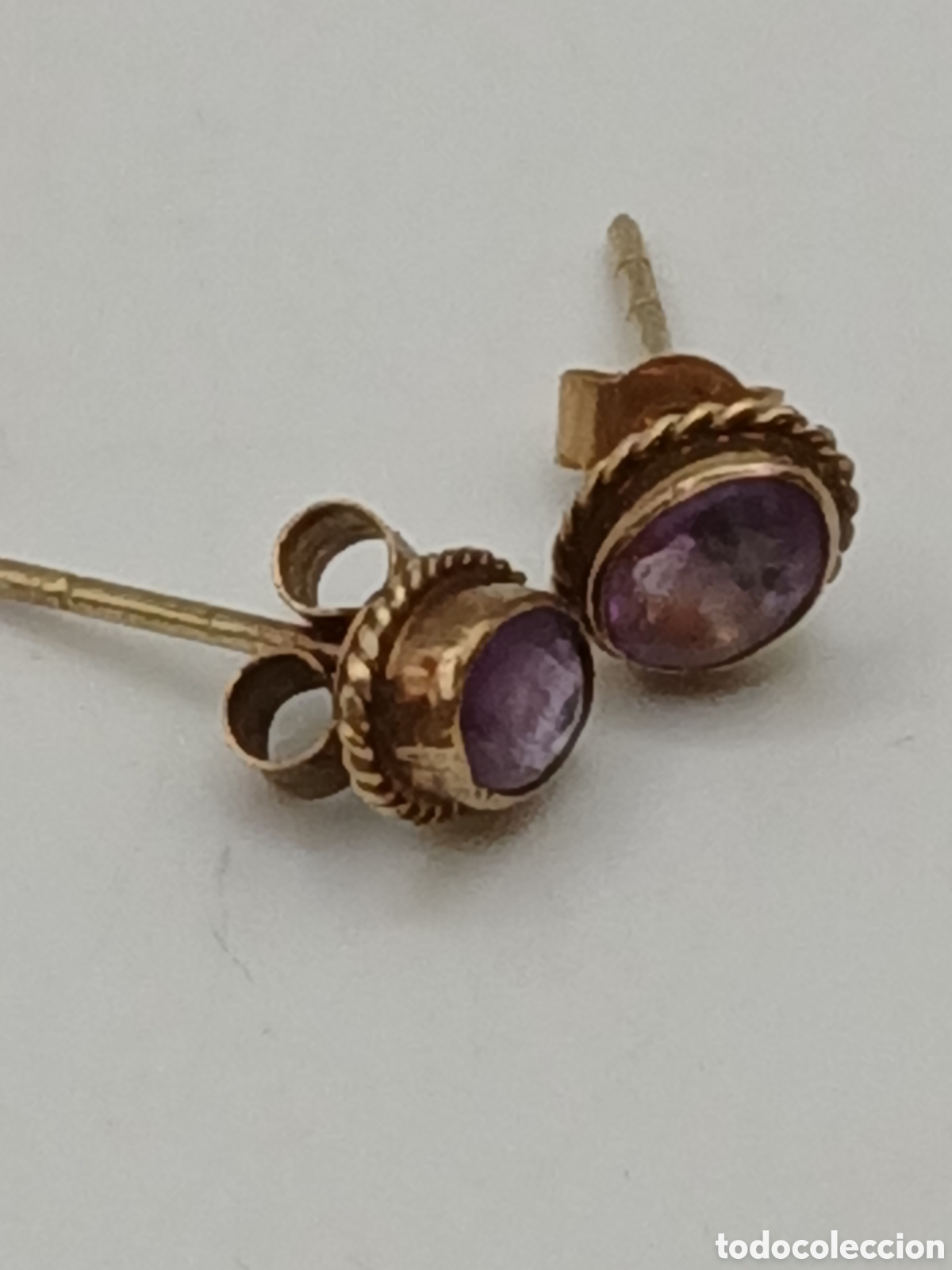 Joyeria: Pendientes oro 14quilates y zafiro morado - Foto 2