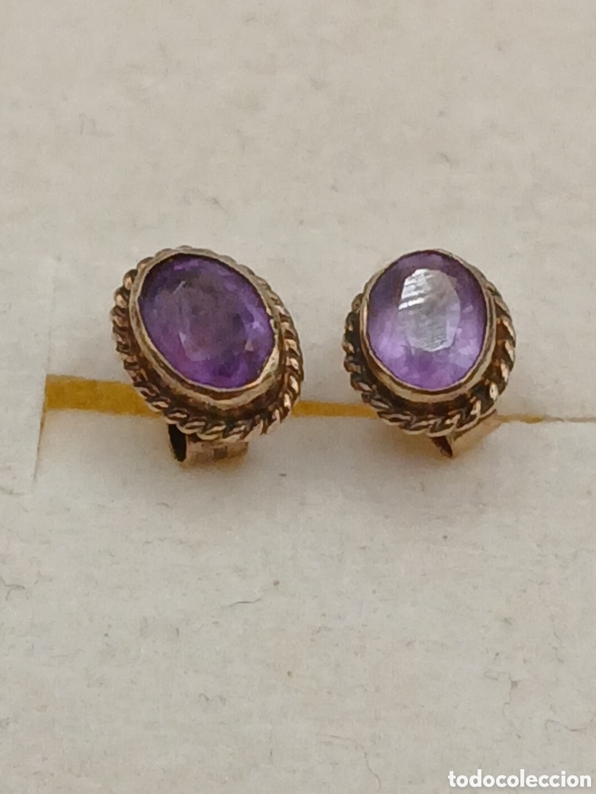 Joyeria: Pendientes oro 14quilates y zafiro morado - Foto 1