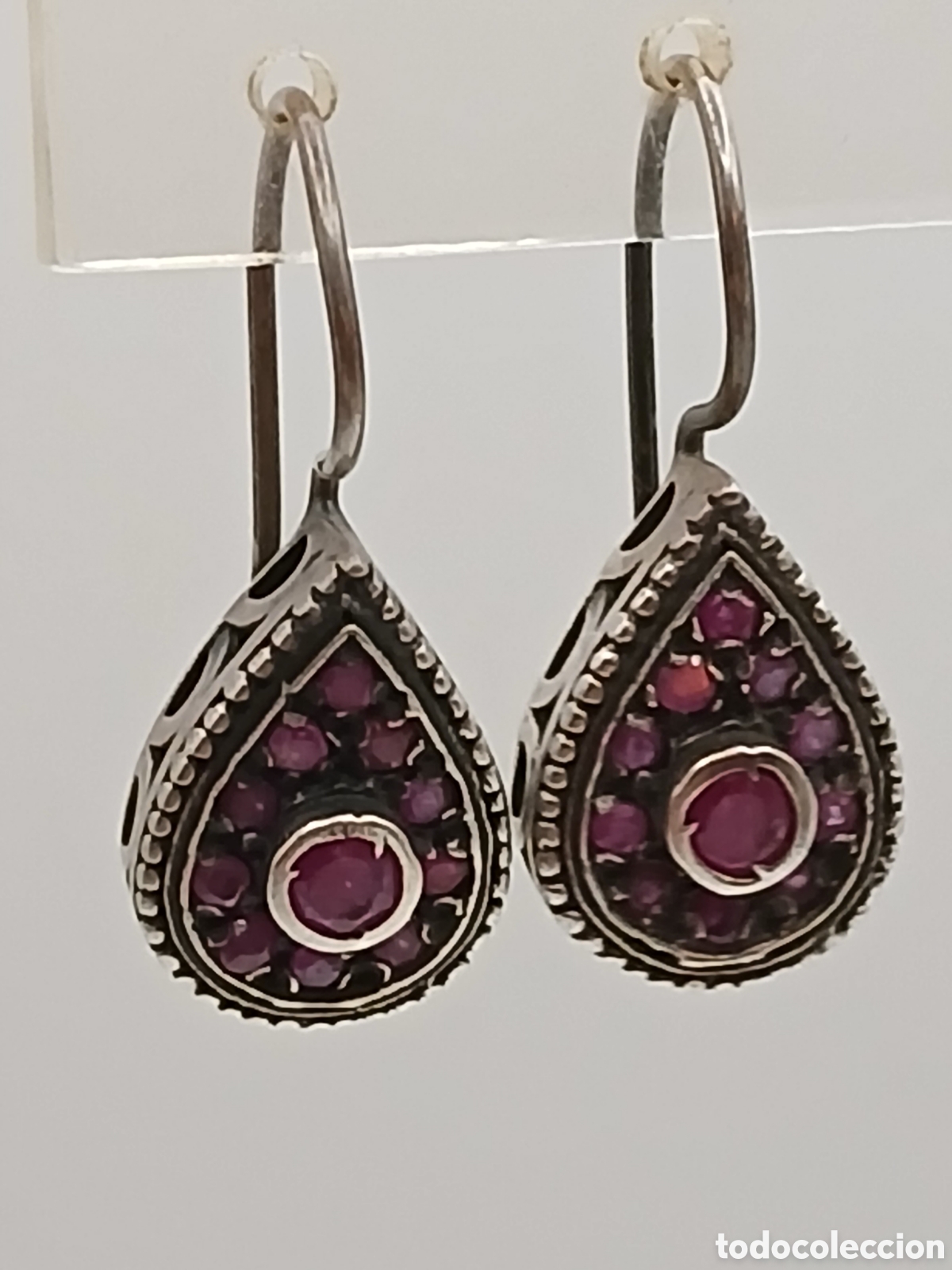Joyeria: Pendientes plata 925mls y rub&iacute; - Foto 1