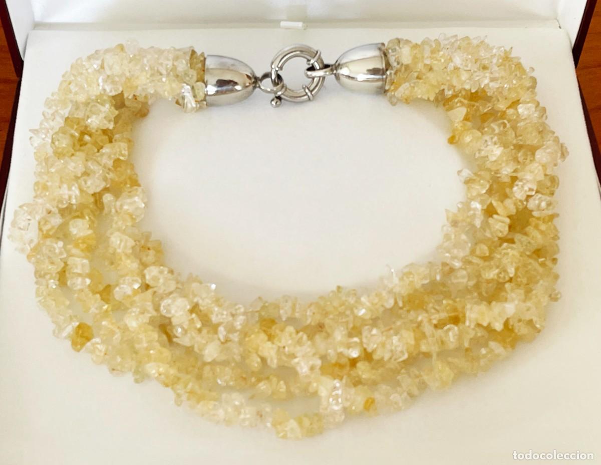 Gioielleria: COLLAR&nbsp;DE BELLOS CITRINOS NATURALES CON 6 VUELTAS COMPLETAS UNIDAS POR GRAN BROCHE DE PLATA MACIZA.