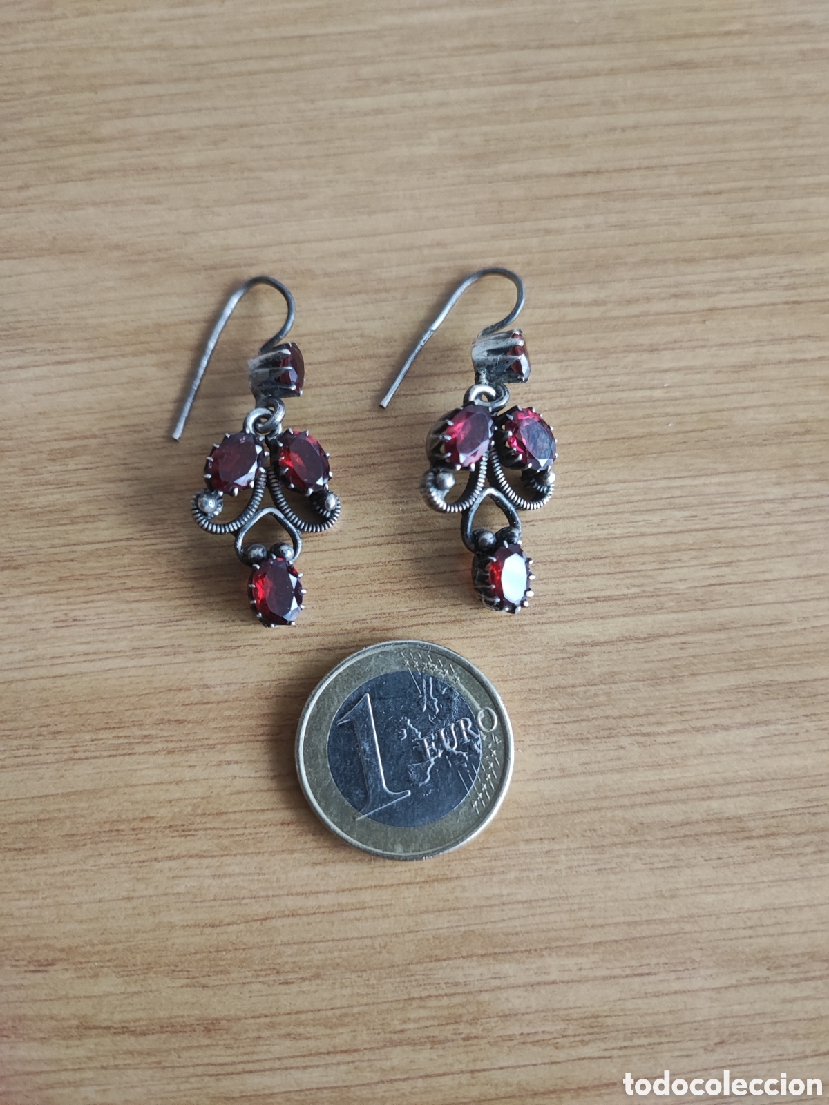 Joyeria: Pendientes de plata y granates. - Foto 2