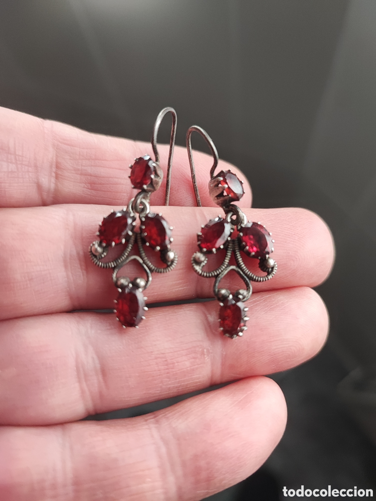 Joyeria: Pendientes de plata y granates. - Foto 3