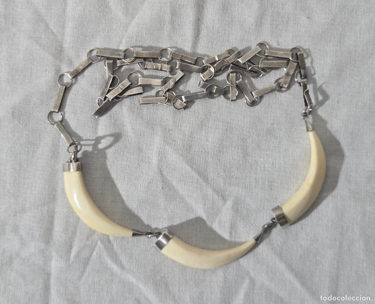 Joyeria: Antiguo Collar de hueso y plata - Foto 1