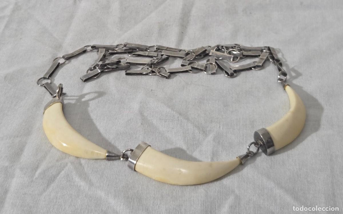 Joyeria: Antiguo Collar de hueso y plata - Foto 2