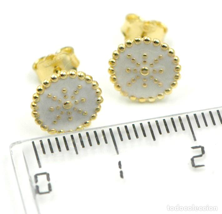 Joyeria: Pendientes de bot&oacute;n con esmalte perlado y estrella, Plata dorada, 8mm - Foto 2
