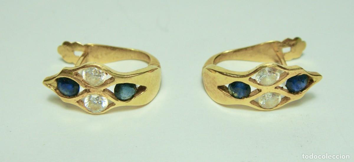 Joyeria: Pendientes oro 18K con zafiros y circonitas - Foto 1