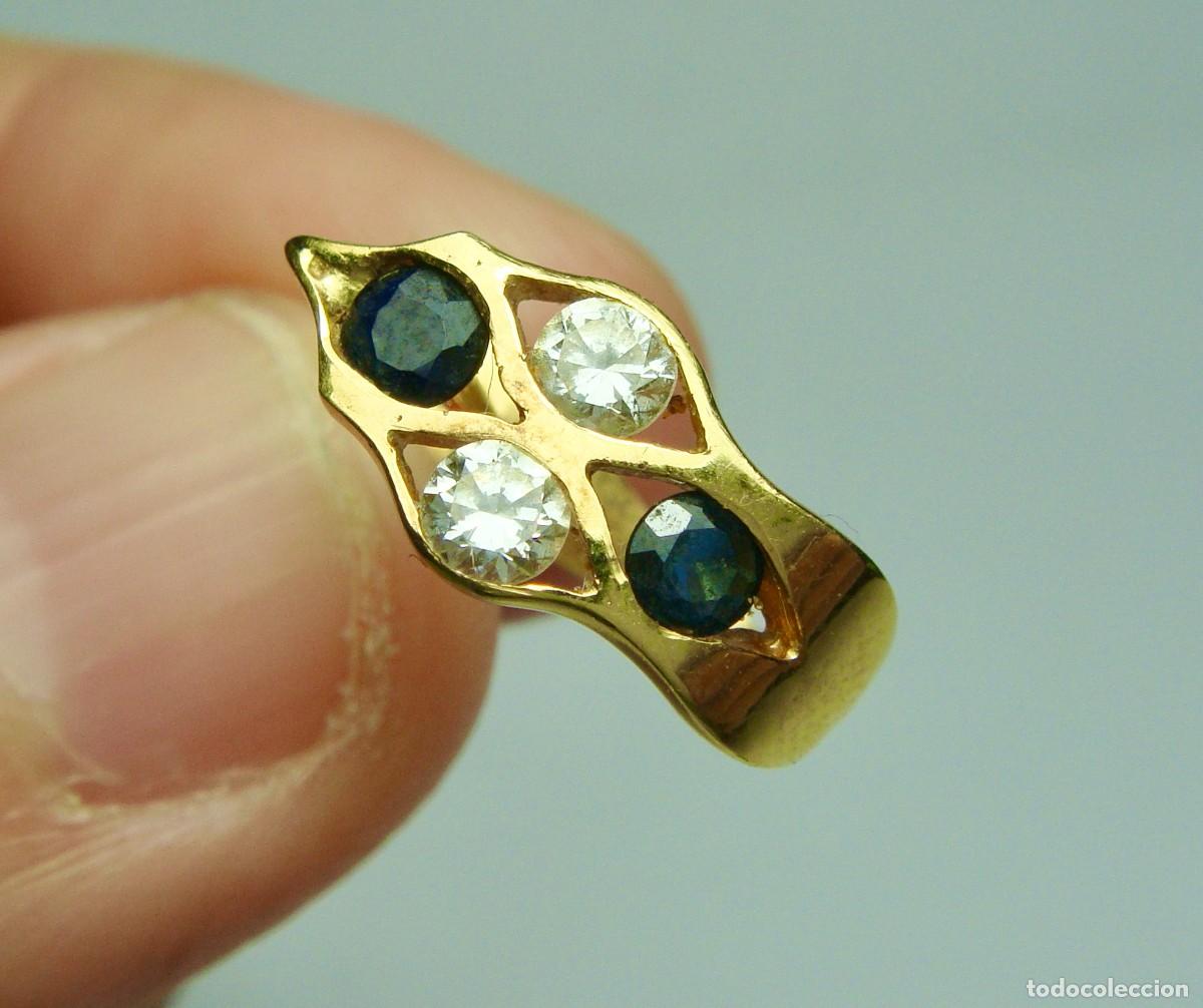 Joyeria: Pendientes oro 18K con zafiros y circonitas - Foto 3