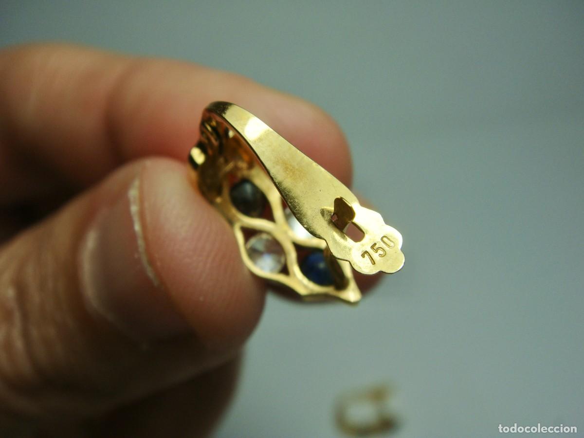 Joyeria: Pendientes oro 18K con zafiros y circonitas - Foto 4