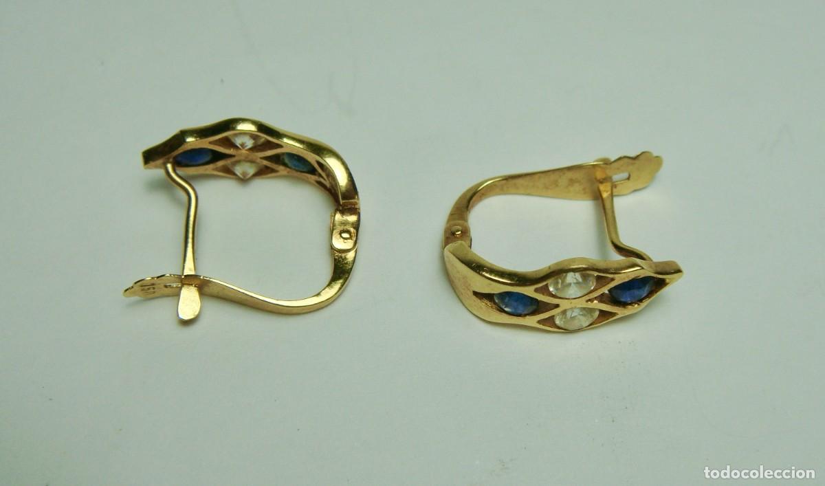 Joyeria: Pendientes oro 18K con zafiros y circonitas - Foto 5