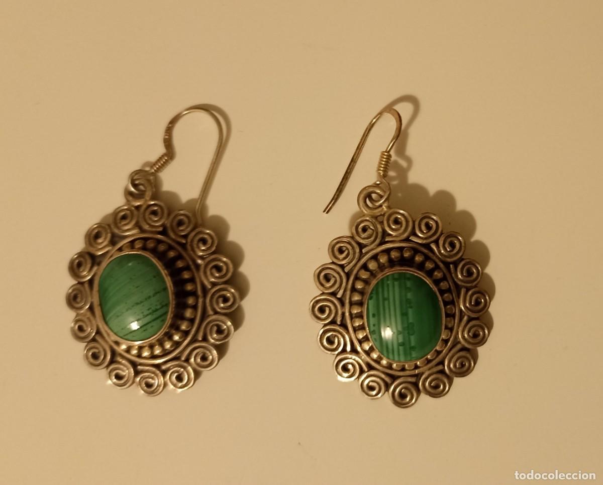 Joyeria: Pendientes de plata y malaquita - Foto 1