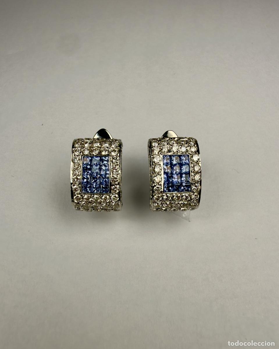Joyeria: Pendientes Oro Blanco Aguamarina Diamantes - Foto 2