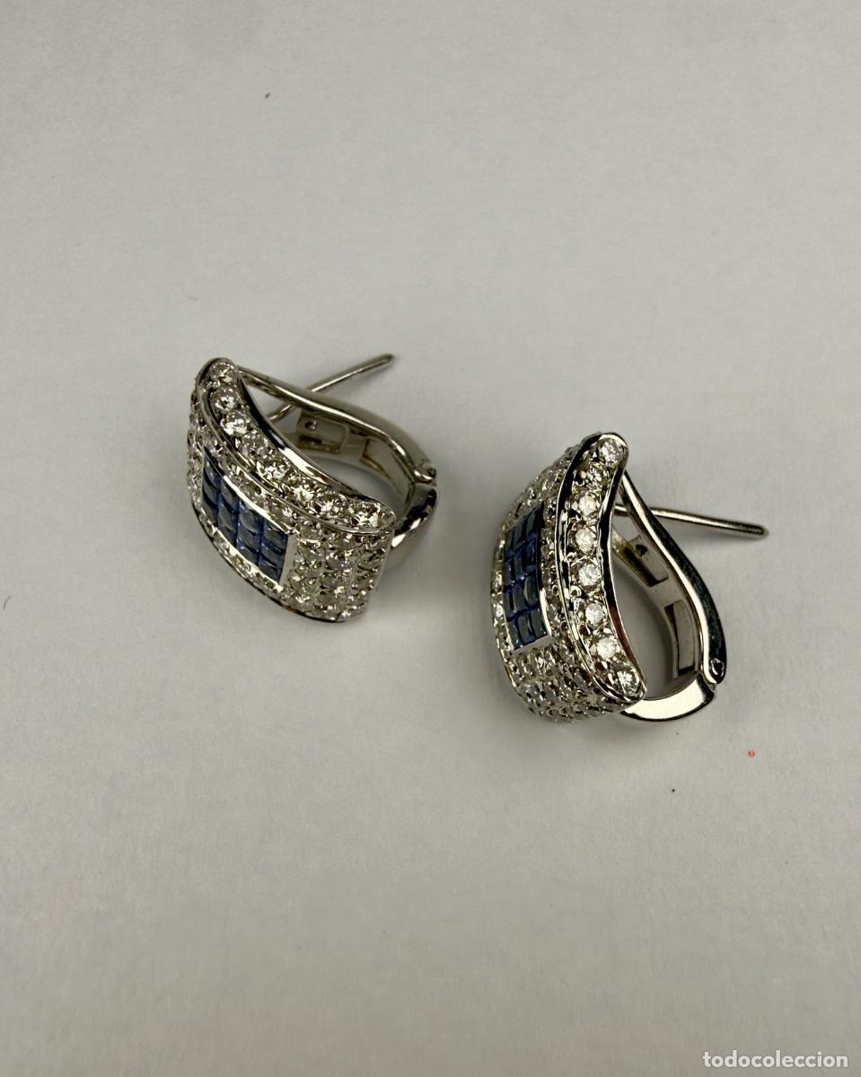Joyeria: Pendientes Oro Blanco Aguamarina Diamantes - Foto 3