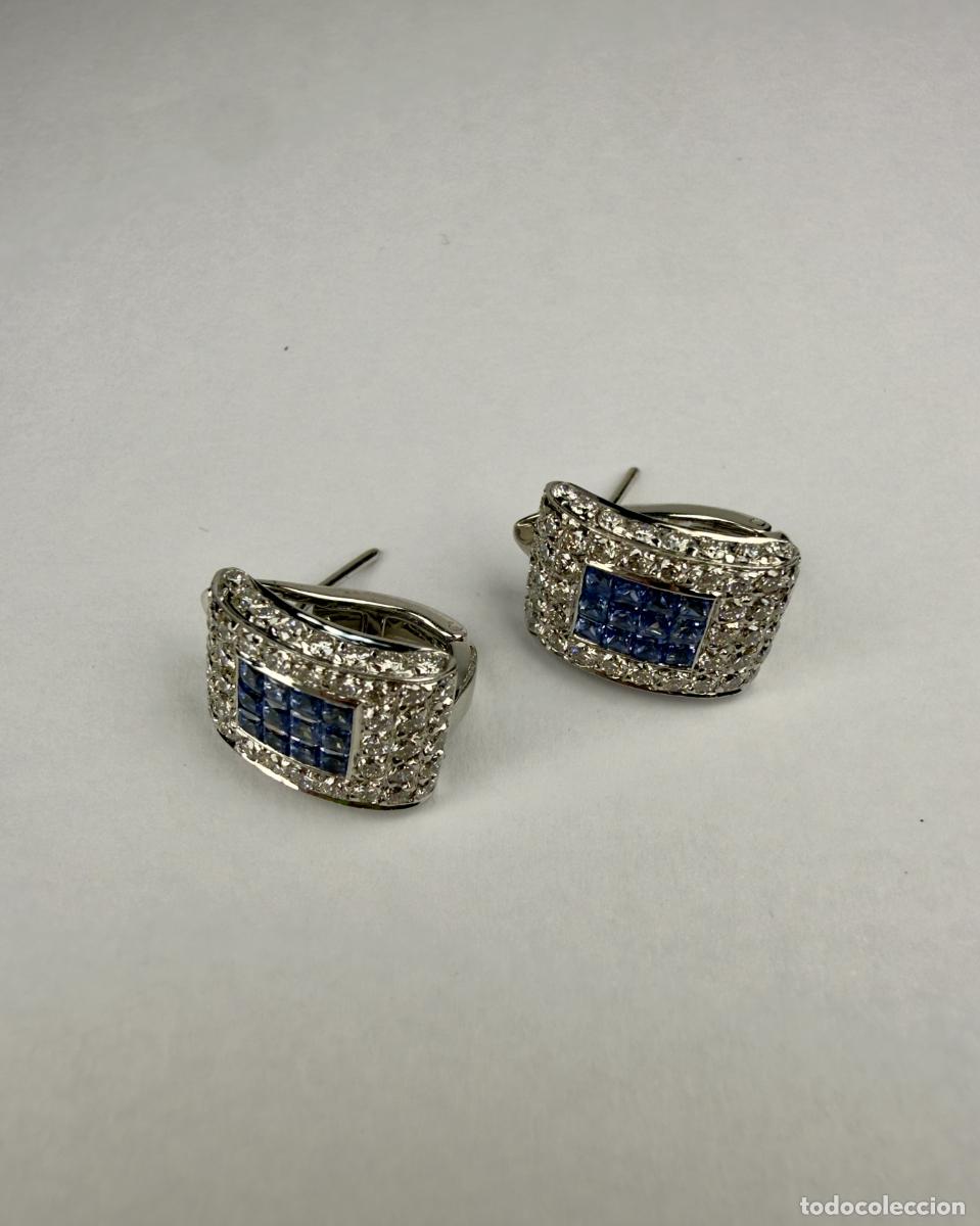 Joyeria: Pendientes Oro Blanco Aguamarina Diamantes - Foto 4