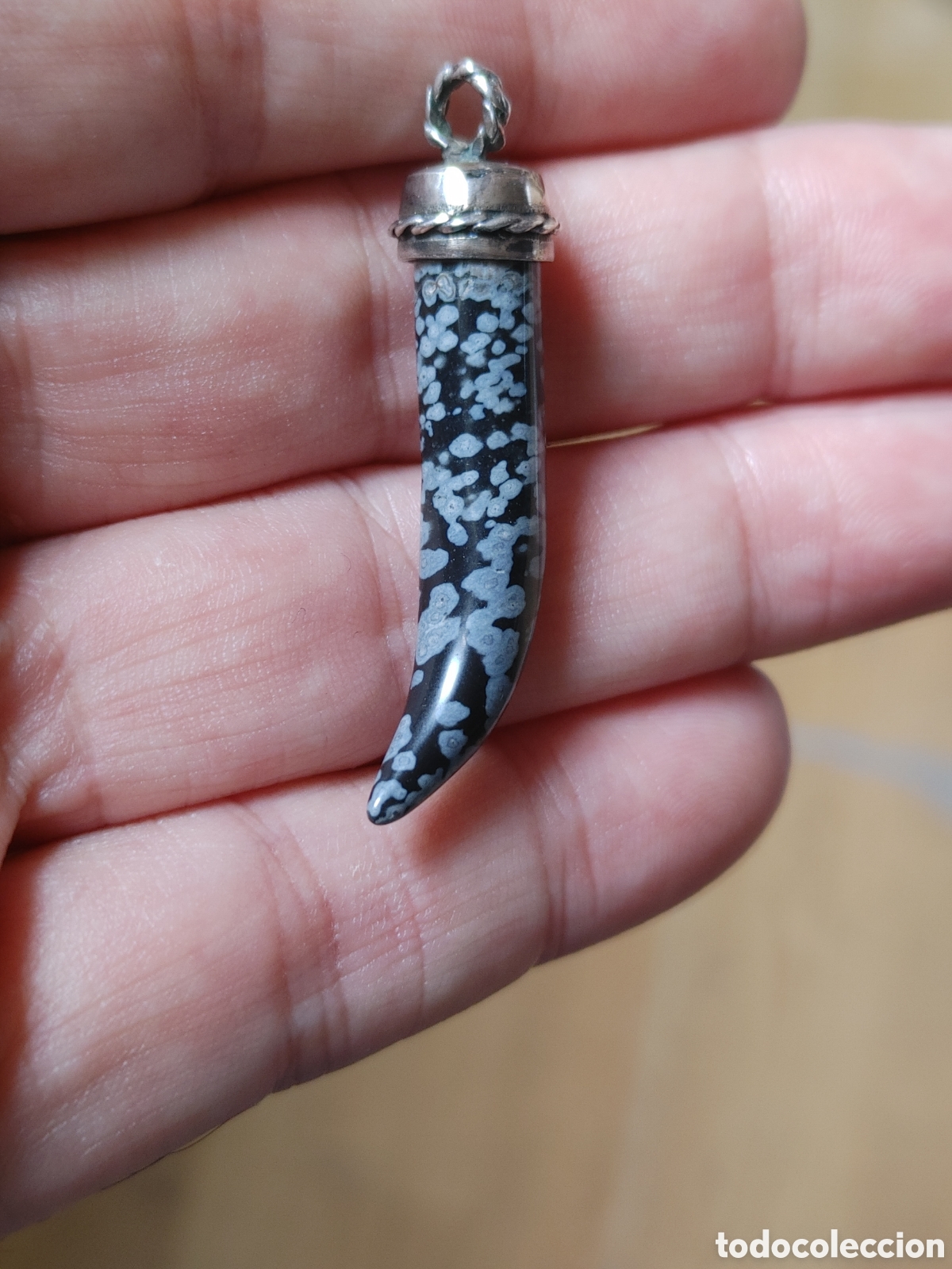 Joyeria: Colgante en plata y obsidiana nevada. - Foto 1